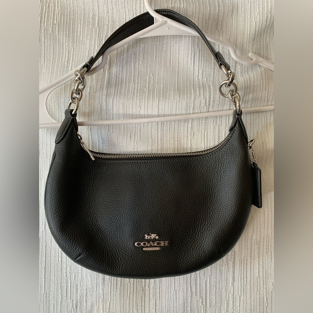 Coach Black Textured Leather Shoulder Purse